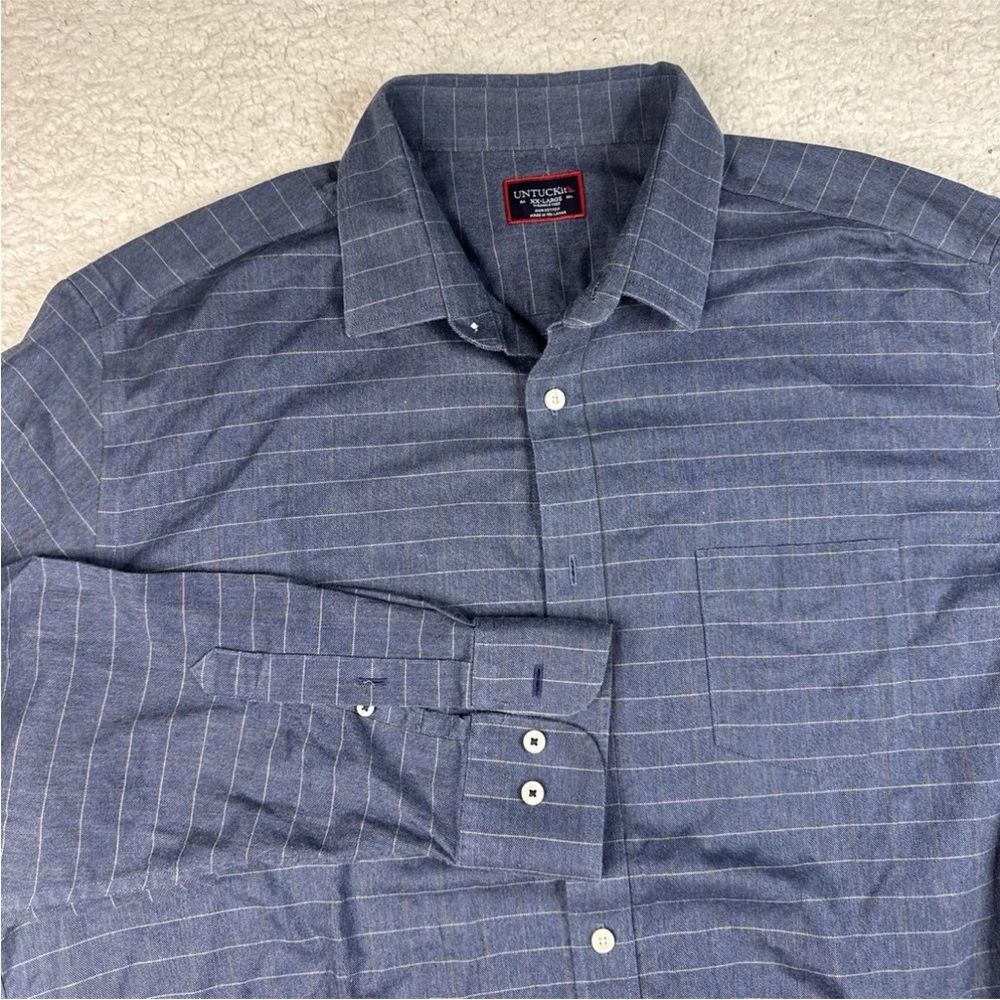 UNTUCKit Shirt‎ Mens 2XL Blue Windowpane Long Sleeve Button Up Plaid